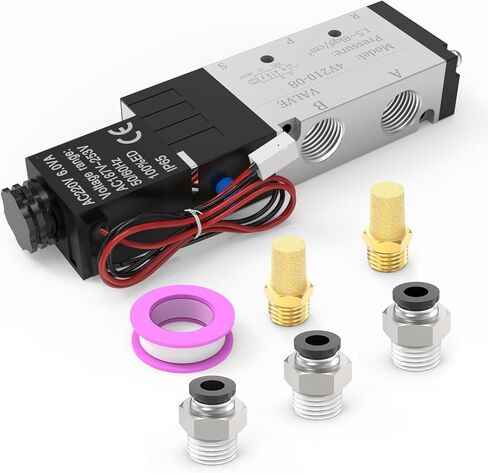 4V210-08 5-Way/2-Position Electric Solenoid Valve 1/4"NPT – Pilot-Operated DC24V, Aluminum Body with Outlet Wire in Saudi Arabia