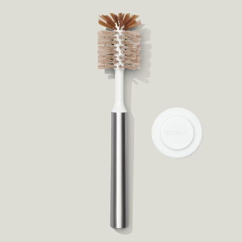 Curio Home Goods Ionic Bottle Brush, Magnetized to Stand Upright, Stainless Steel with Replaceable Head, Silver in Saudi Arabia