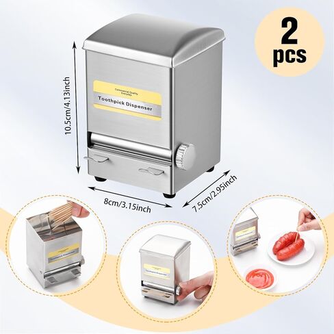 LEIFIDE 2 Pack Vintage Toothpick Dispenser, Stainless Steel Automatic Pop-up Toothpick Holder Vintage Retro Diner Style for Kitchen Counter Restaurant Bar Tabletop Decor in Saudi Arabia