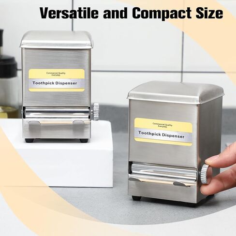 LEIFIDE 2 Pack Vintage Toothpick Dispenser, Stainless Steel Automatic Pop-up Toothpick Holder Vintage Retro Diner Style for Kitchen Counter Restaurant Bar Tabletop Decor in Saudi Arabia