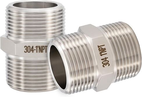 2pcs 1" Male Hex Nipple Pipe Fittings, 304 Stainless Steel 1 inch NPT Threaded Pipe Adapter Fittings Equal Nipples Connectors, Male Straight Connector Pipe Fitting in Saudi Arabia