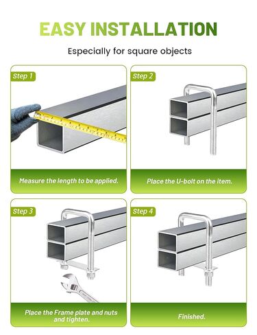 Anina 4 Pcs Square U Bolts 1-5/8" W X 3-3/8" L X M10 Thread with Nuts and Washers Stainless Steel U Clamp Bolts for Automobiles Trailer, Ski Boat, Tube, Sailboat in Saudi Arabia