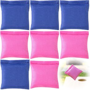 8pcs Cornhole Bean Bags for Tossing, Mini Canvas Cornhole Bean Bags, 2 Styles Small Corn Hole Supplies for Party Toss Game Outdoor Activities- Blue & Pink in Saudi Arabia