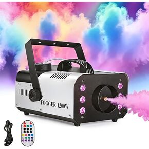 1200W Fog Machine Indoor Outdoor with LED Lights, 14 Colors & 4 Auto Modes, Smoke Machine Fog 6000CFM with Wireless Remote Control, Perfect for Wedding, Party, Stage, Halloween (Silver) in Saudi Arabia