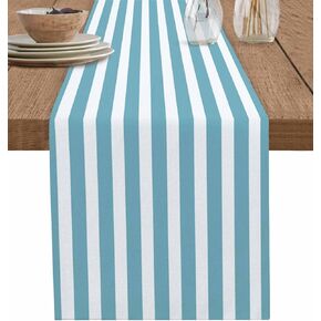 Pink Striped Cotton Linen Rectangle Table Runners 13"x72", Modern Farmhouse Pink White Stripes Coffee Table Runner Dresser Scarves Luxury Table Runners for Party Wedding Banquet Dinner in Saudi Arabia