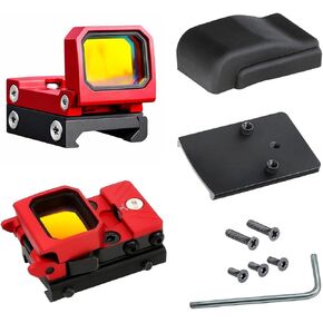 RMT S2 5 MOA Foldable Red Dot Reflex Sight Set for 20mm Picatinny Rail - Glock Mount Base, Power Saving Function Included, Included Exercise Calling Function Portable Durable (Red) in Kuwait