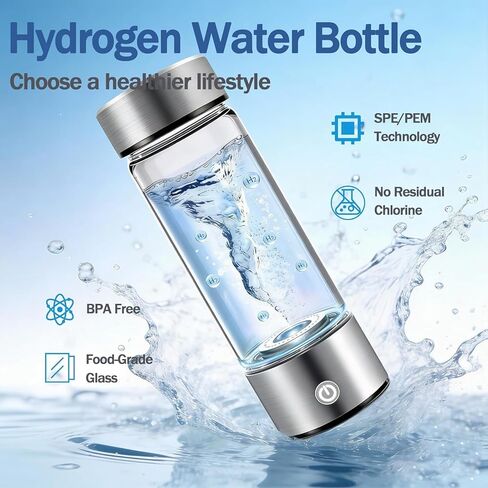 Hydrogen Water Bottle Generator, High-Concentration Hydrogen Water Maker, Up to 4000 PPB, with SPE/PEM Technology, Portable USB Rechargeable for Home Office Travel Fitness Drinking in Saudi Arabia
