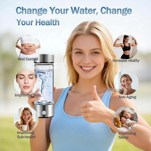 Hydrogen Water Bottle Generator, High-Concentration Hydrogen Water Maker, Up to 4000 PPB, with SPE/PEM Technology, Portable USB Rechargeable for Home Office Travel Fitness Drinking in Saudi Arabia