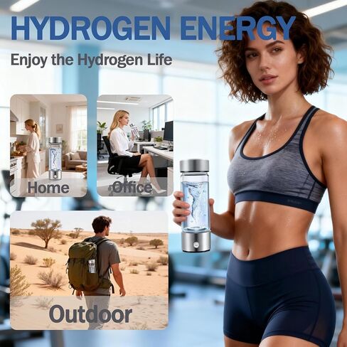 Hydrogen Water Bottle Generator, High-Concentration Hydrogen Water Maker, Up to 4000 PPB, with SPE/PEM Technology, Portable USB Rechargeable for Home Office Travel Fitness Drinking in Saudi Arabia