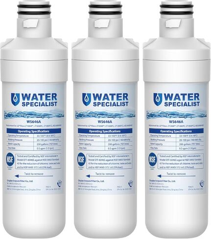 فلتر مياه وفلتر هواء للثلاجة من Waterspecialist MDJ64844601 NSF، بديل لجهاز LG LT1000P، LT1000PC، LT-1000PC MDJ64844601 وLT120F، 3 كومبو، قد تختلف العبوة in Kuwait