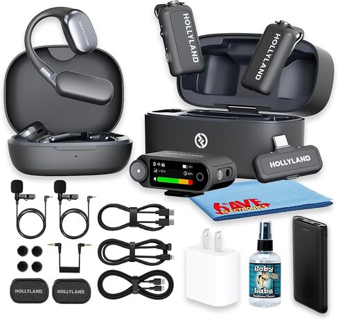 حزمة ميكروفون لاسلكي Hollyland Lark MAX 2 Solo مع محول XLR وكابلات صوت، طقم ميكروفون لشخص واحد 2.4 جيجا هرتز للكاميرا والهاتف in Saudi Arabia