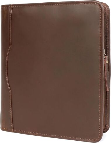ELIZO Leather Portfolio Leather Padfolio Folio A5 Notebook Cover Work Folder Business Portfolio Organizer Binder Men Women Small (Saddle, A5) in Saudi Arabia