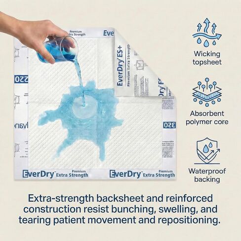 EverDry Repositioning Pads, 30" x 36", Super Absorbent Disposable Underpads, Extra Strength 5-Layer Design, Breathable & Odor Control, Incontinence Bed Pads for Adults & Elderly, 5 Count in Saudi Arabia