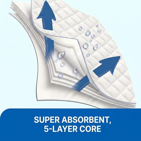 EverDry Repositioning Pads, 30" x 36", Super Absorbent Disposable Underpads, Extra Strength 5-Layer Design, Breathable & Odor Control, Incontinence Bed Pads for Adults & Elderly, 5 Count in Saudi Arabia