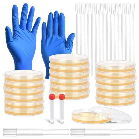 Nutrient Agar Petri Dishes Science Project Kit,16Pcs Nutrient Agar Plates and Cotton Swabs Dropper Pipettes for Science Experiments in Saudi Arabia
