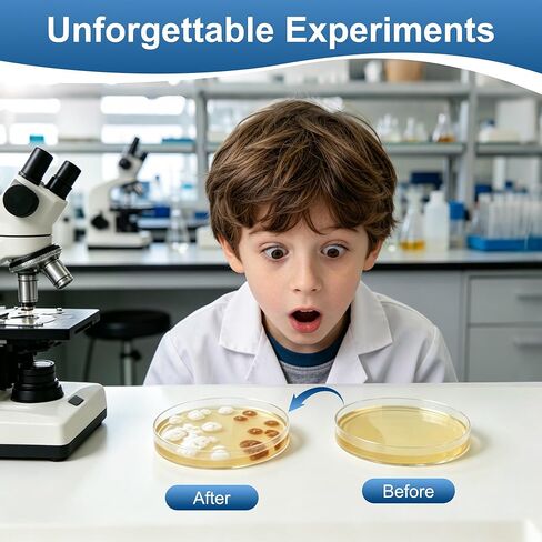 Nutrient Agar Petri Dishes Science Project Kit,16Pcs Nutrient Agar Plates and Cotton Swabs Dropper Pipettes for Science Experiments in Saudi Arabia