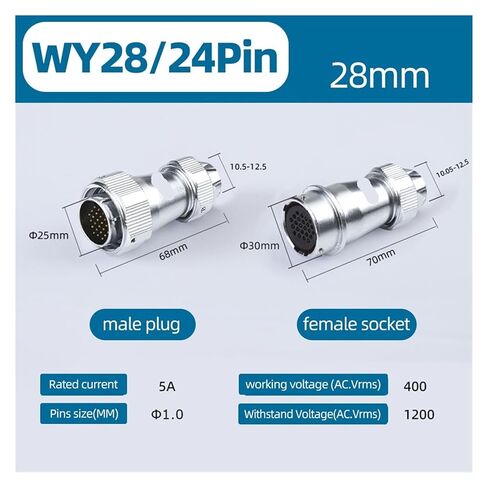 WY28 ذكر/أنثى 2-35Pin موصل دائري مقاوم للماء (24Pin، 5 مجموعات) in Saudi Arabia