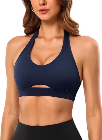 Open Back Halter Sports Bra for Women,Compression Workout Padded Crop Top Scoop Neck Bras High Support for Gym,Yoga in Saudi Arabia