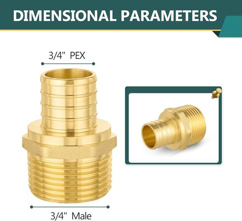 5 قطع تركيبات PEX، 3/4 بوصة PEX x 3/4 بوصة محول NPT ملولب ذكر، ASTM F1807 in Kuwait