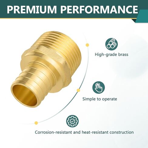 5 قطع تركيبات PEX، 3/4 بوصة PEX x 3/4 بوصة محول NPT ملولب ذكر، ASTM F1807 in Kuwait