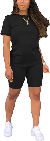 STOLKISS Women 2 piece Short Sets Classic Striped Outfits Summer Casual Short Sleeve T-Shirt and Short Jogger Tracksuits Sets in Saudi Arabia