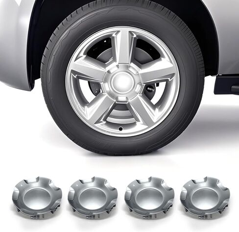 4 عبوات من أغطية المركز مقاس 7-1/8 بوصة متوافقة مع سيارة Chevy Silverado Avalanche Suburban Tahoe 2007-2014، غطاء غطاء عجلة 6 العروة لإطارات 5 تكلم مقاس 20 بوصة استبدال # 9595152، 9597686 (فضي ساطع) in Kuwait