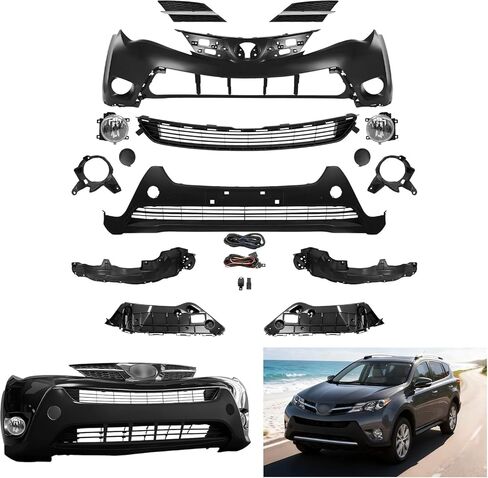 Front Bumper Cover Kit Compatible with 2012-2015 Toyota Prius | Replace OEM/Part No. 5211947934/TO1000394,5311147040/TO1200350,5310247010/TO1036161 in Saudi Arabia