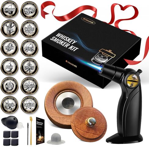 Cocktail Smoker Kit for Drinks with Torch, 22PCS Whiskey Smoker Gift Set, 12 Wood Chip Flavors, Ice Mold, Stone Cubes & Accessories for Home Bar (No Butane) in Saudi Arabia