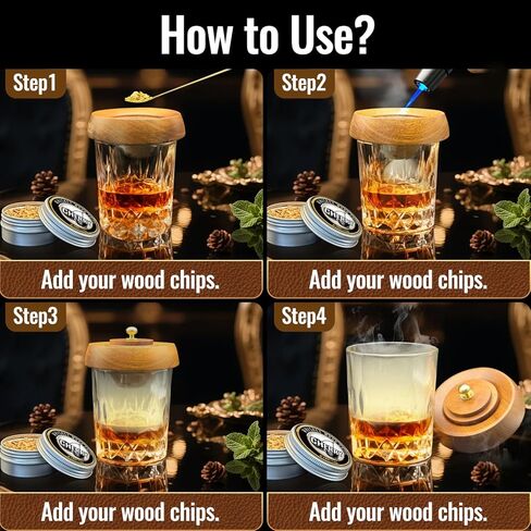 Cocktail Smoker Kit for Drinks with Torch, 22PCS Whiskey Smoker Gift Set, 12 Wood Chip Flavors, Ice Mold, Stone Cubes & Accessories for Home Bar (No Butane) in Saudi Arabia
