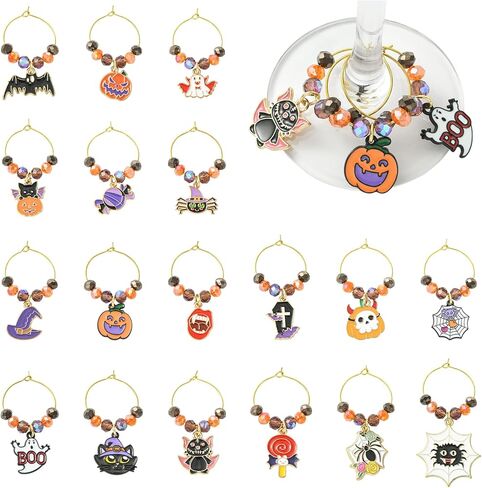 18Pcs Festival Theme Wine Glass Charms for Stem Glasses Wine Glass Ring for Tasting Party Goblet Charm Decoration in Saudi Arabia