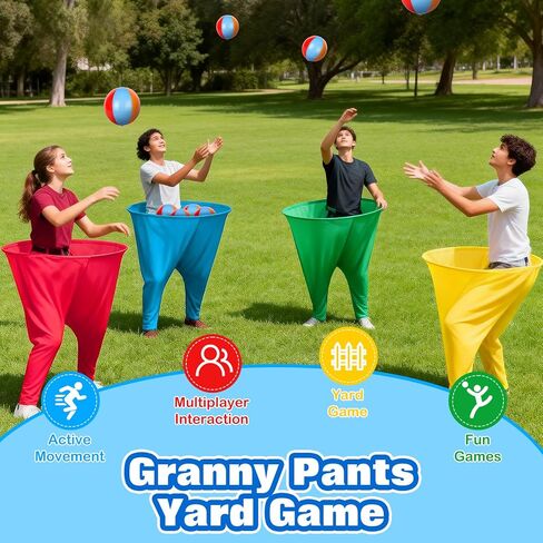 Granny Pants Yard Game Set, 4 PCS Funny Backyard Lawn Game with 16 Bouncy Balls & 2 Pumps, Outdoor Party Games for Adults, Family Reunion Carnival Game, Fun Yard Games for Groups in Saudi Arabia