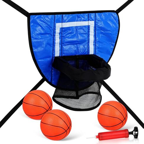 Garneck Mini Basketball Hoop for Trampoline with 3 Balls and Inflator Portable Trampoline Basketball Game Attachment for Indoor and Outdoor Sports Fun in Saudi Arabia