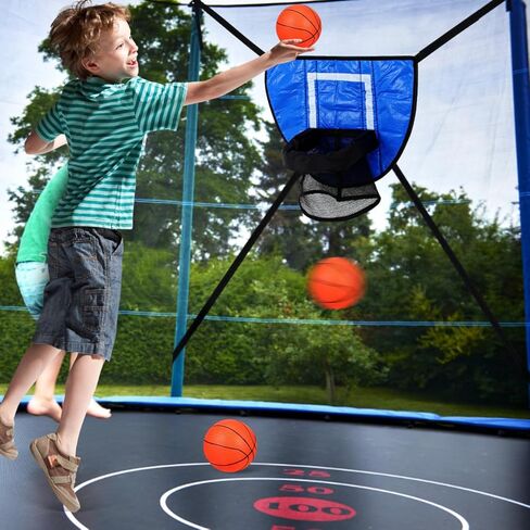 Garneck Mini Basketball Hoop for Trampoline with 3 Balls and Inflator Portable Trampoline Basketball Game Attachment for Indoor and Outdoor Sports Fun in Saudi Arabia