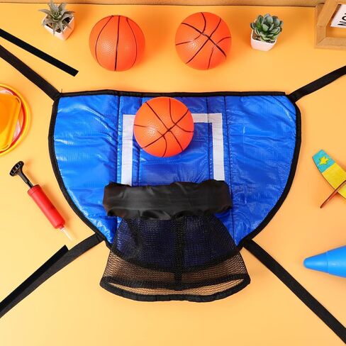 Garneck Mini Basketball Hoop for Trampoline with 3 Balls and Inflator Portable Trampoline Basketball Game Attachment for Indoor and Outdoor Sports Fun in Saudi Arabia