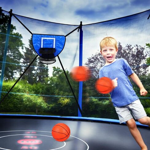 Garneck Mini Basketball Hoop for Trampoline with 3 Balls and Inflator Portable Trampoline Basketball Game Attachment for Indoor and Outdoor Sports Fun in Saudi Arabia