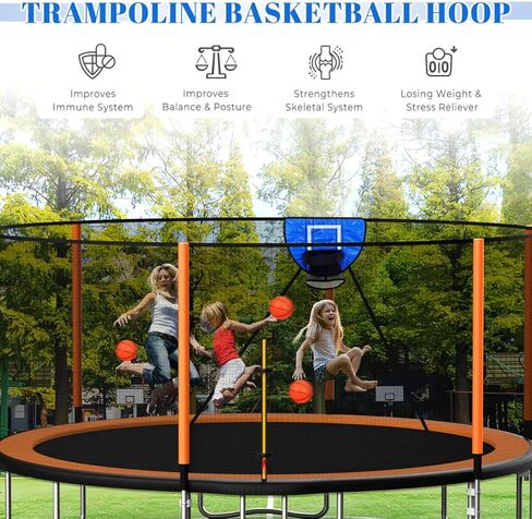 Garneck Mini Basketball Hoop for Trampoline with 3 Balls and Inflator Portable Trampoline Basketball Game Attachment for Indoor and Outdoor Sports Fun in Saudi Arabia