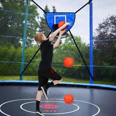 Garneck Mini Basketball Hoop for Trampoline with 3 Balls and Inflator Portable Trampoline Basketball Game Attachment for Indoor and Outdoor Sports Fun in Saudi Arabia