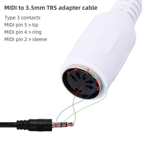 2 قطعة محول MIDI من النوع A إلى 3.5 مم، كابل كسر 14 بوصة MIDI أنثى إلى TRS 3.5 مم ملحقات محول صوت ذكر لتركيبات لوحات المفاتيح وDAWs in Saudi Arabia
