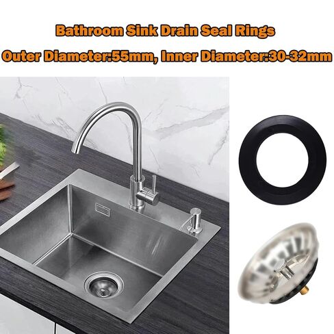 10 Pcs Rubber Sink Drain Seal Ring,O-Rings Gasket Seal for Kitchen Basket Strainer Plug Rubber Seal Gasket Rings Washer Bathroom Sink Drain Seal Rings (Outer Diameter:55mm, Inner Diameter:30-32mm) in Saudi Arabia
