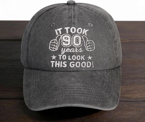 90th Birthday Gifts for Men, 90 Year Old Birthdays Hat for Grandpa Dad, Adjustable Embroidered Baseball Cap in Saudi Arabia