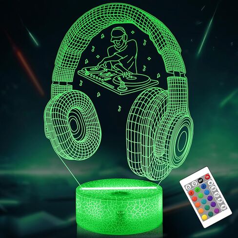 هدايا Lightzz Dj للأولاد والرجال، مصباح وهمي ليلي لمشغل دي جي ثلاثي الأبعاد لمحبي موسيقى DJ، هدايا ديكور رائعة لغرفة النوم، 16 لونًا متغيرًا مع جهاز تحكم عن بعد in Kuwait