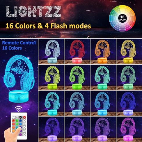هدايا Lightzz Dj للأولاد والرجال، مصباح وهمي ليلي لمشغل دي جي ثلاثي الأبعاد لمحبي موسيقى DJ، هدايا ديكور رائعة لغرفة النوم، 16 لونًا متغيرًا مع جهاز تحكم عن بعد in Kuwait