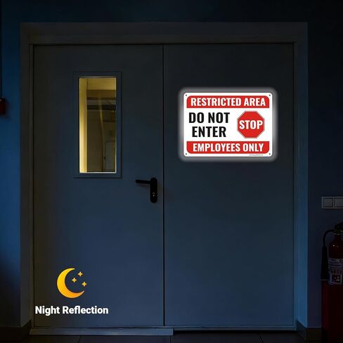 (4 Pack) Restricted Area Sign, Do Not Enter Employees Only Sign, 10"x7" Restricted Area Employees Only Signs, Rust Free Reflective Aluminum, Weather Resistant, UV Protected, Easy to Install in Saudi Arabia