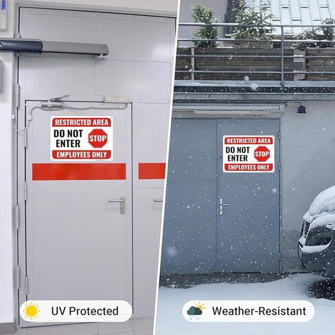 (4 Pack) Restricted Area Sign, Do Not Enter Employees Only Sign, 10"x7" Restricted Area Employees Only Signs, Rust Free Reflective Aluminum, Weather Resistant, UV Protected, Easy to Install in Saudi Arabia