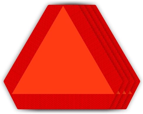 IGNIXIA (Pack of 04) Slow Moving Vehicle Sign, PVC Vinyl Decal Slow Moving Vehicle Triangle Sticker, 14"x 16" Inches Orange Base with Reflective Border, UTV, Safety Triangle Signs (4) in Kuwait