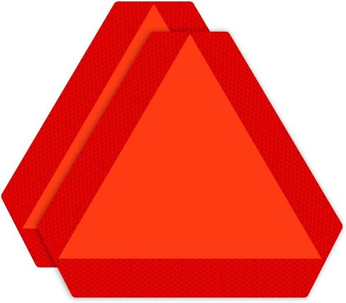 IGNIXIA (Pack of 04) Slow Moving Vehicle Sign, PVC Vinyl Decal Slow Moving Vehicle Triangle Sticker, 14"x 16" Inches Orange Base with Reflective Border, UTV, Safety Triangle Signs (4) in Kuwait