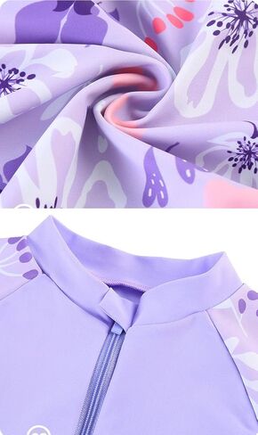 Girls Swimsuit Girls One Piece Skirted Swimsuit Short Sleeve Floral Rash Guard Bathing Suit Swim Dress Swimwear in Saudi Arabia