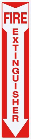 Cinnvoice 10 Pack Fire Extinguisher Sign with Vertical Red & White Down Arrow, 4" x 18" Permanent Self Adhesive Vinyl Rounded Corners Waterproof and UV Protected, for Business, Home, Office (Classic) in Saudi Arabia