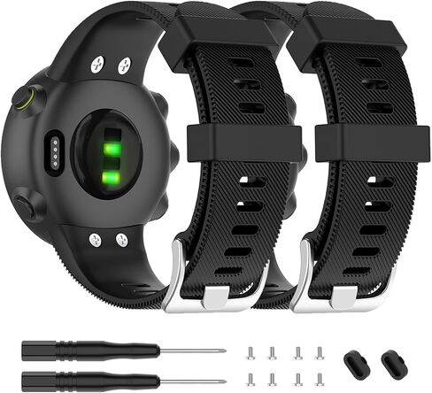 2PCS Silicone Watch Bands for Garmin Forerunner 45 / 45S, Soft Sport Replacement Band Strap for Forerunner 45 / 45S Smartwatch in Saudi Arabia