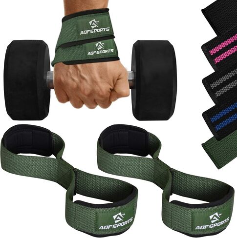 AQF Figure 8 Weight Lifting Straps, Heavy Duty Gym Wrist Straps with Padded Cuff Support, Non-Slip Hand Bar Grip, Ideal Deadlift Straps for Powerlifting, Bodybuilding & Strength Training Workouts in Saudi Arabia